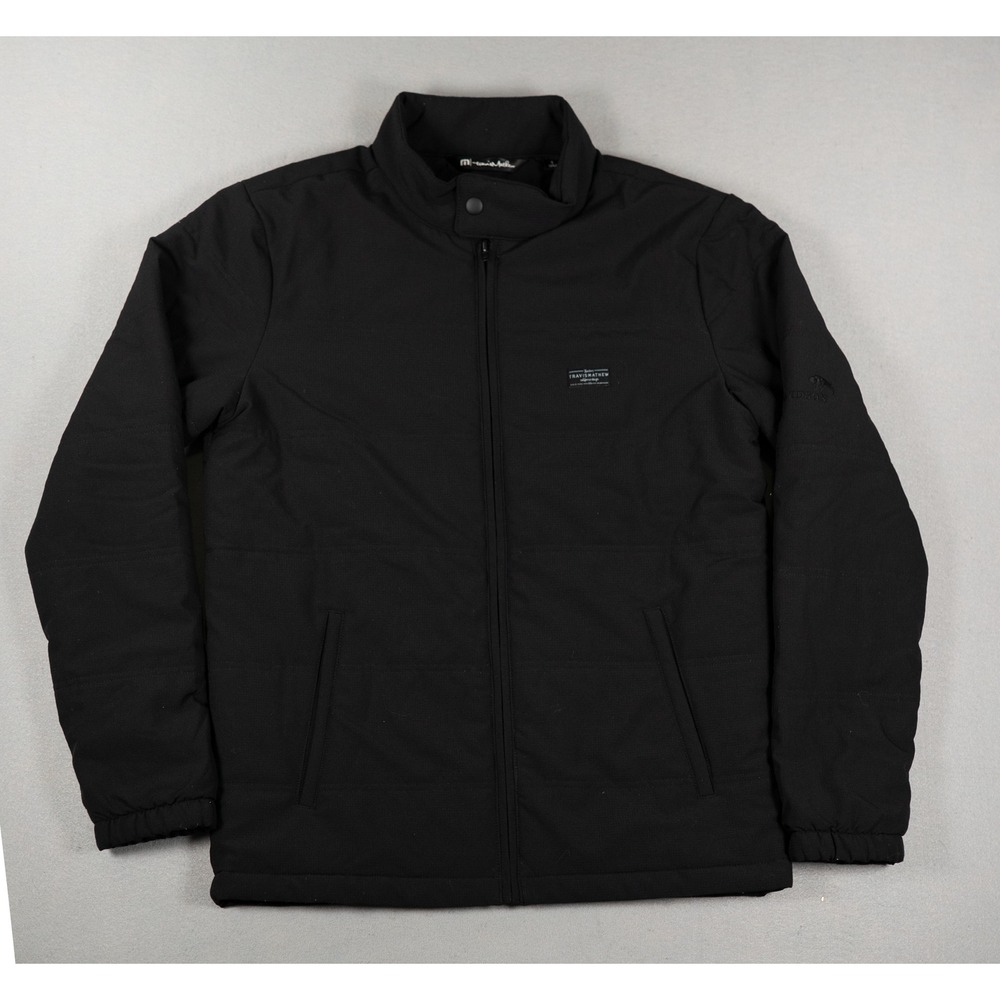TravisMathew Mens Full Zip Mock Neck Quilted Jacket Black Size S Golf Outerwear
